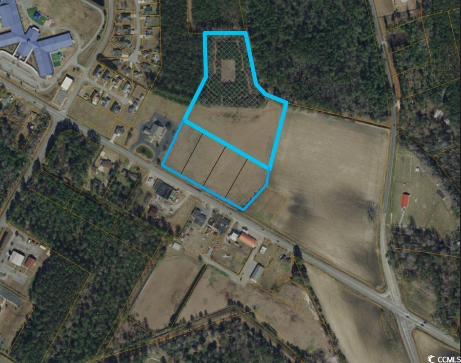 9 Highway 9 Business Loris, SC 29569 - Photo 21 of 24 Aerial map of property and surrounding area featuring property parcel outlined