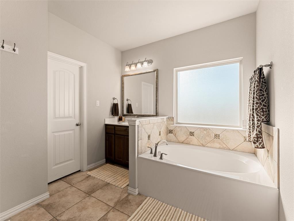 109 Highland Hills Boulevard Decatur, TX 76234 - Photo 21 of 36 a bathroom with a tub a sink and a mirror