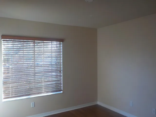 a view of a small space with a window