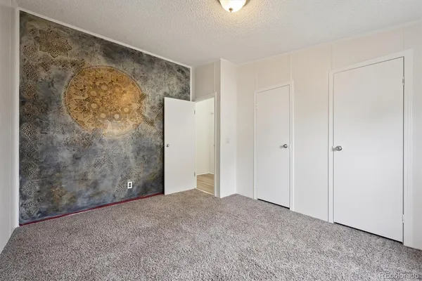 a view of a wall with a wall painting