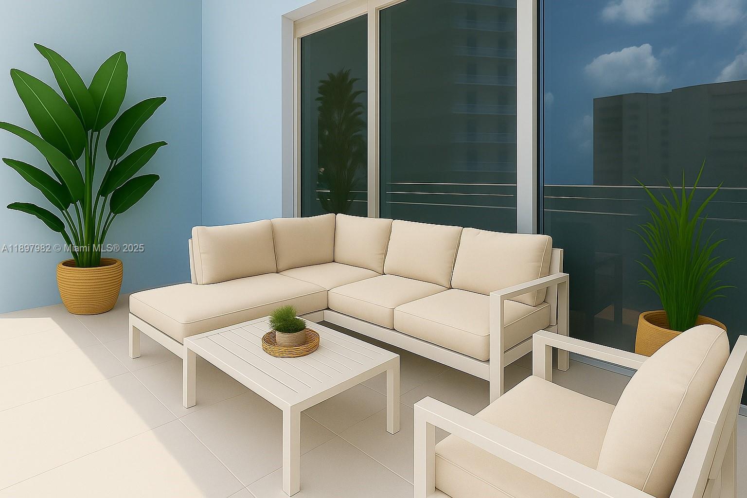 1050 Brickell Avenue, Unit 414 Miami, FL 33131 - Photo 25 of 42 a view of a living room and a potted plant
