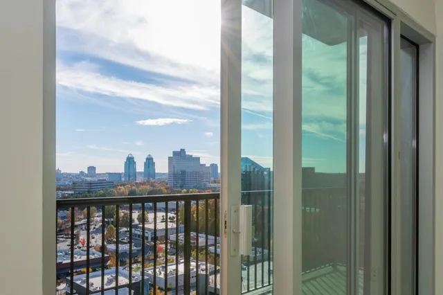 a view of city from a balcony