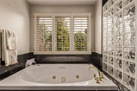 a bathroom with a bathtub