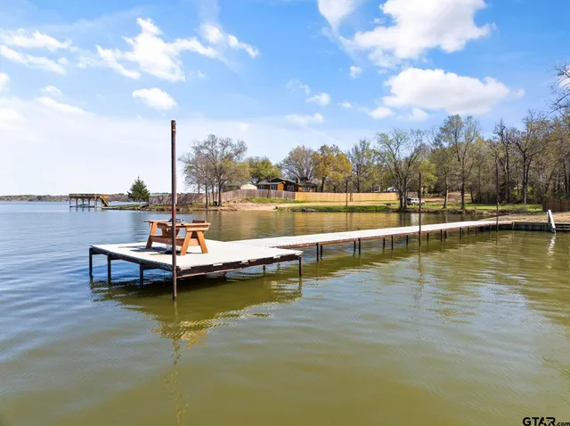 a view of a lake with boats