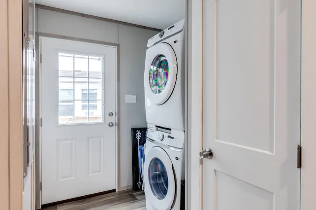 a view of washer and dryer in a utility room