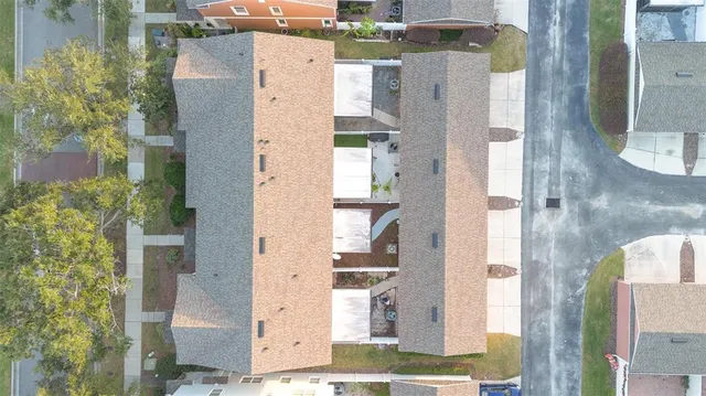 an aerial view of a residential houses