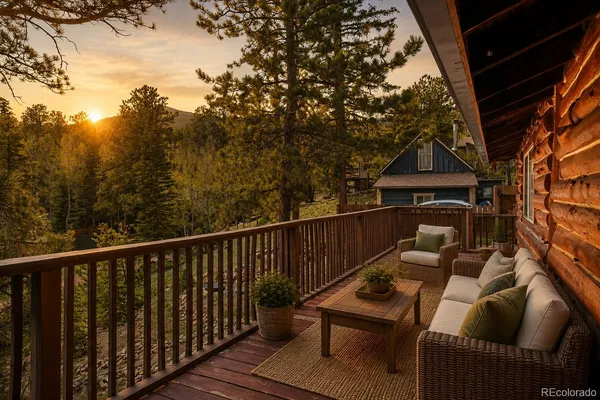 a view of a roof deck with couches