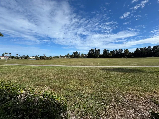 a view of a field with an ocean