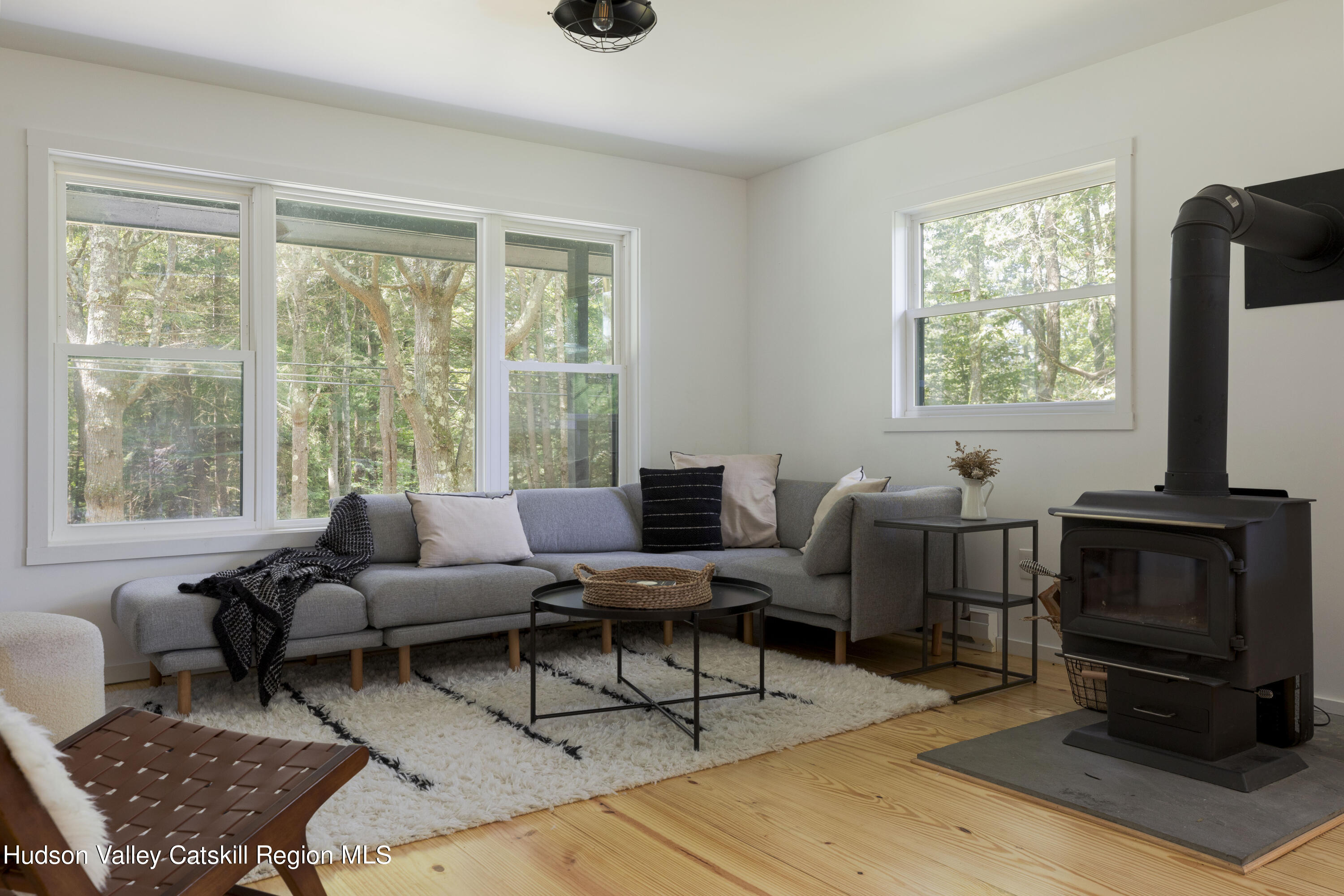 5646 Red Hill Road Claryville, NY 12725 - Photo 14 of 30 a living room with furniture a flat screen tv and a window