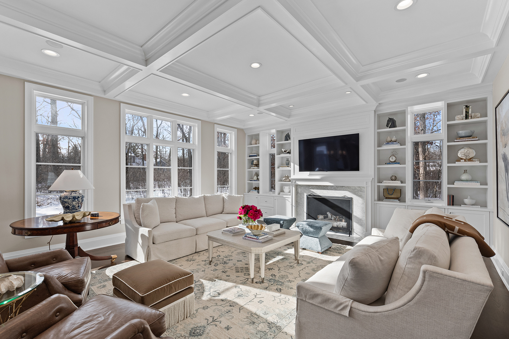 511 Lansdowne Lane Lake Bluff, IL 60044 - Photo 17 of 69 a living room with furniture fireplace and flat screen tv