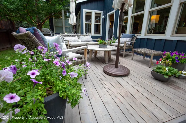 a front view of a house with patio