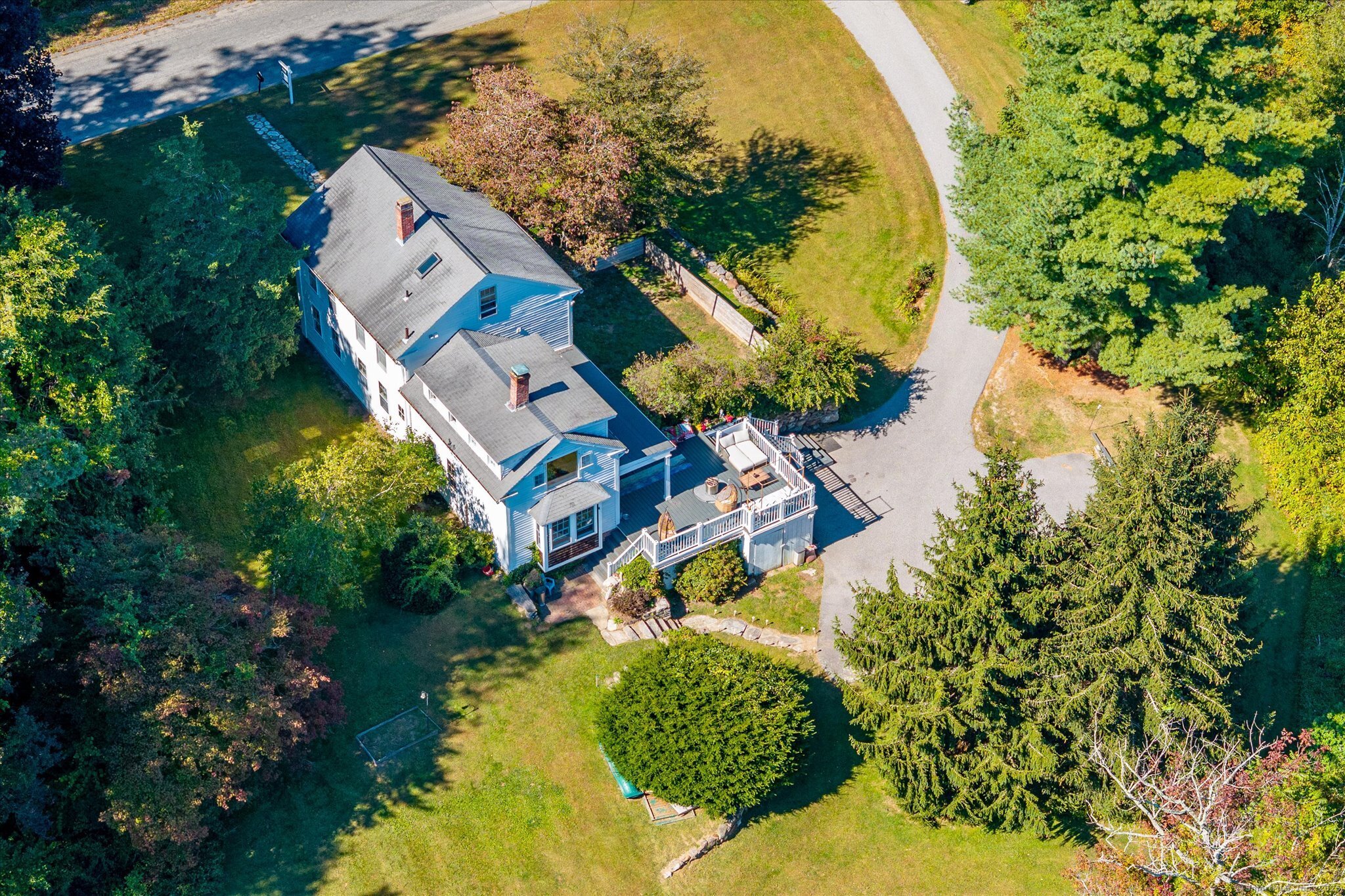 101 Child Hill Road Woodstock, CT 06281 - Photo 3 of 39 an aerial view of a house with a yard and swimming pool