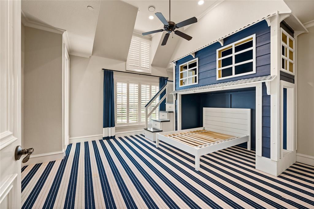 6900 Rockingham Court Colleyville, TX 76034 - Photo 20 of 40 Built-in playhouse bed frame featuring blue siding and white trim