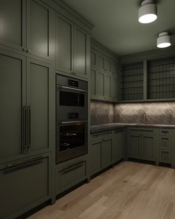 a kitchen with granite countertop stainless steel appliances and cabinets