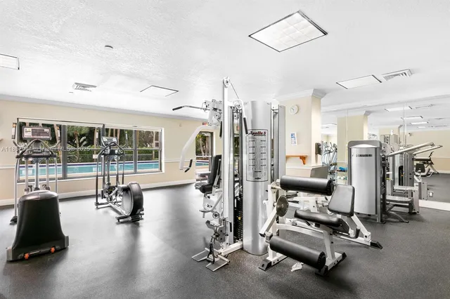 a view of a room with gym equipment