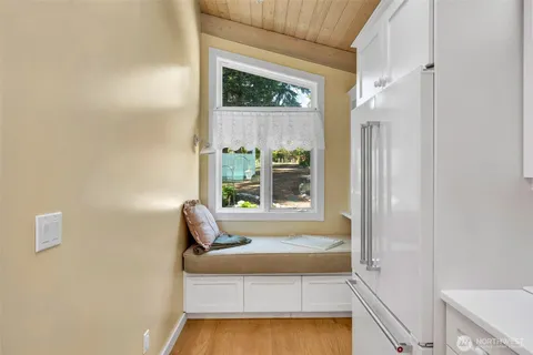 a view of a bathtub in a bathroom