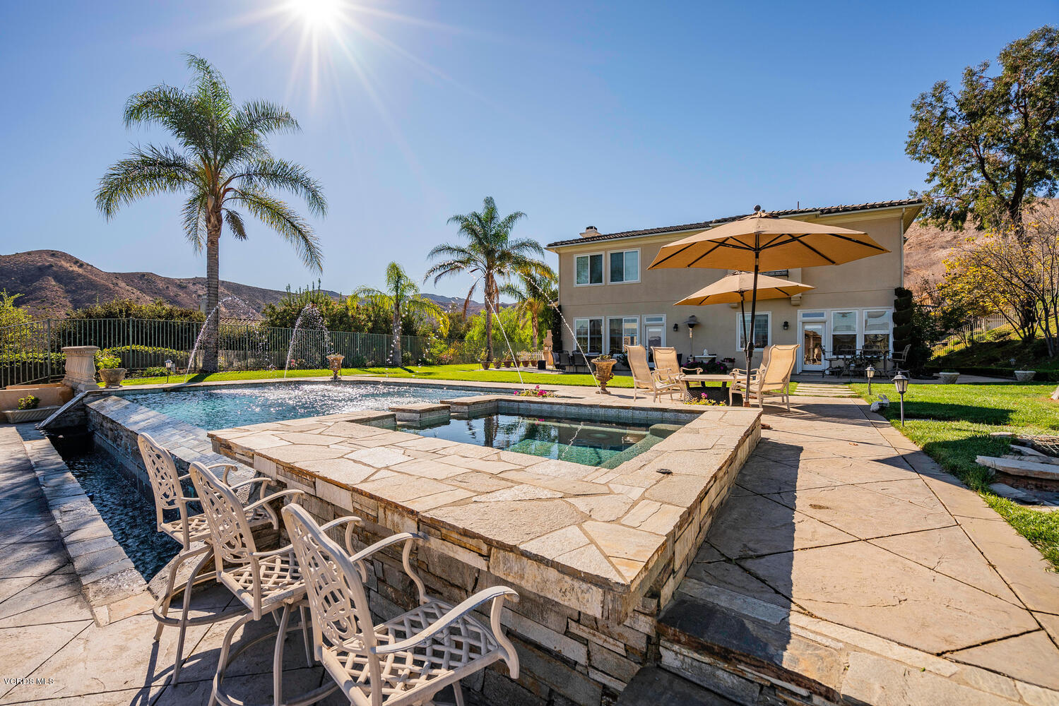477 Vineyard Drive Simi Valley, CA 93065 - Photo 63 of 65 a view of a swimming pool with a patio and a yard