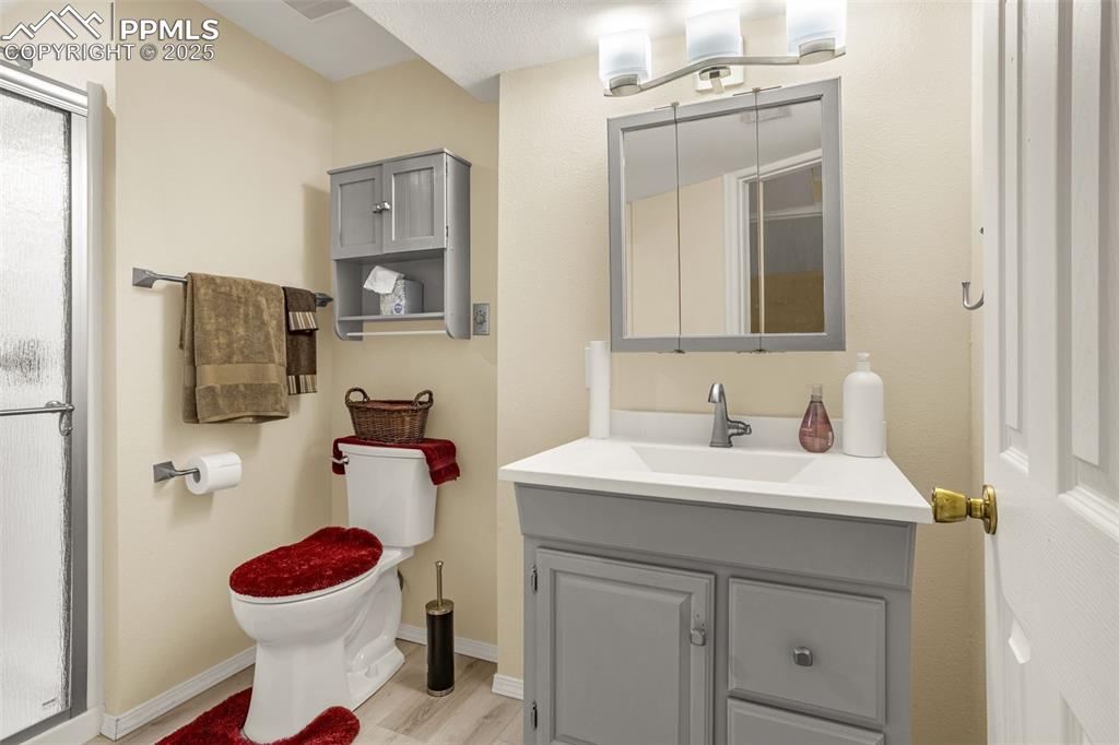 342 Mission Hill Way Colorado Springs, CO 80921 - Photo 23 of 37 a bathroom with a sink toilet and shower