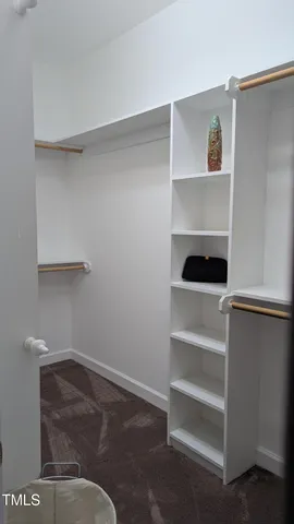 a view of walk in closet with empty racks
