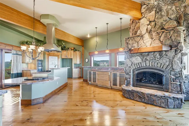 a view of a living room and dining room