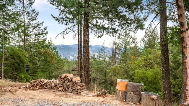 a view of mountain view with lots of trees