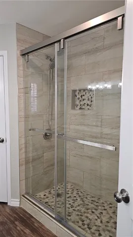 a bathroom with a shower