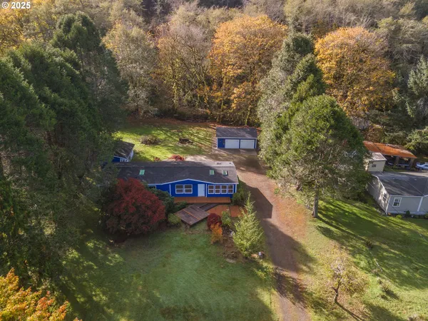 a view of a garden with benches