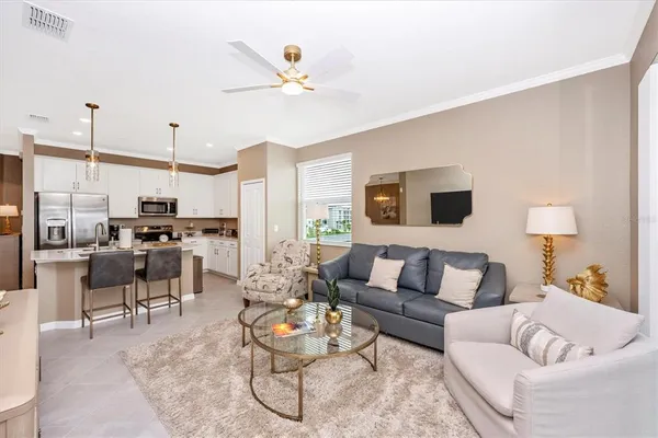 a living room with furniture