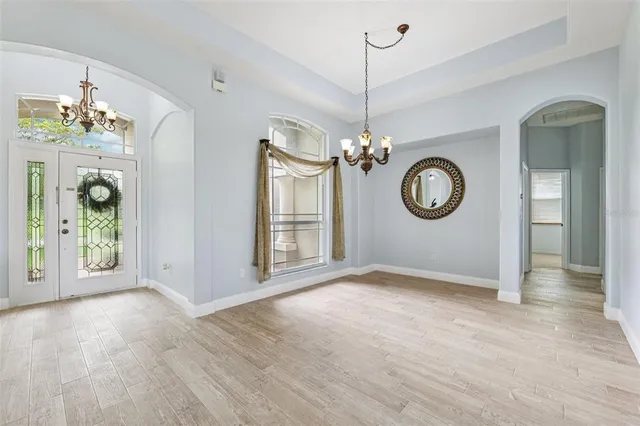 a view of livingroom with chandelier