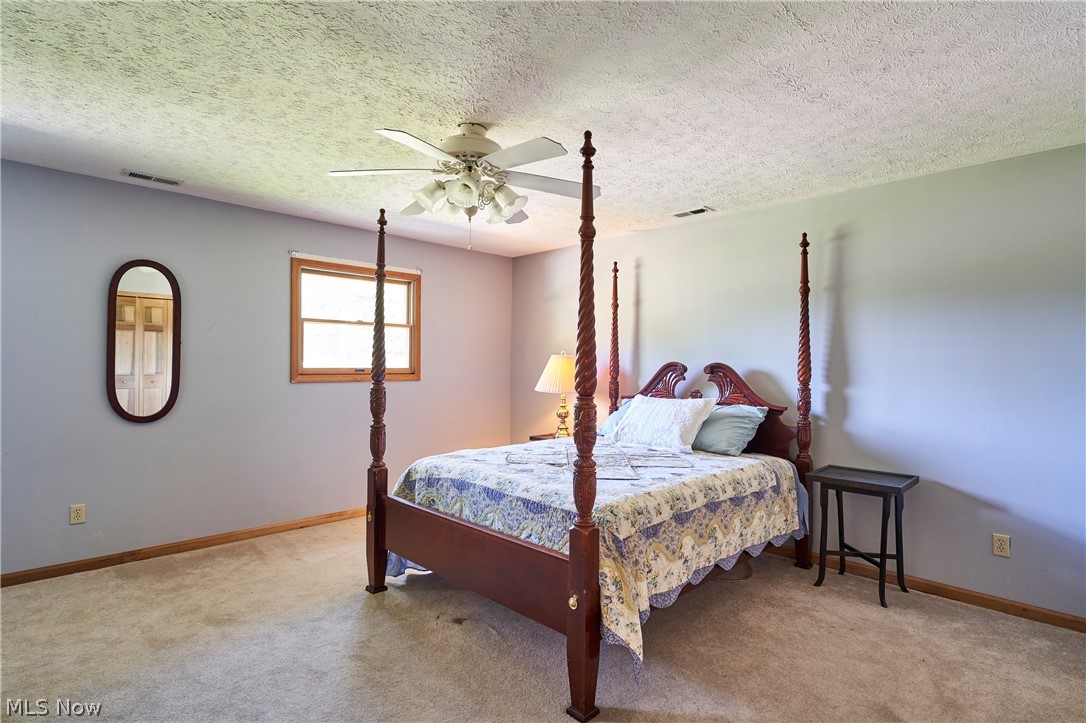 1121 Novak Road Grafton, OH 44044 - Photo 28 of 37 2nd Floor Bedroom with ceiling fan, carpet floors, and a textured ceiling