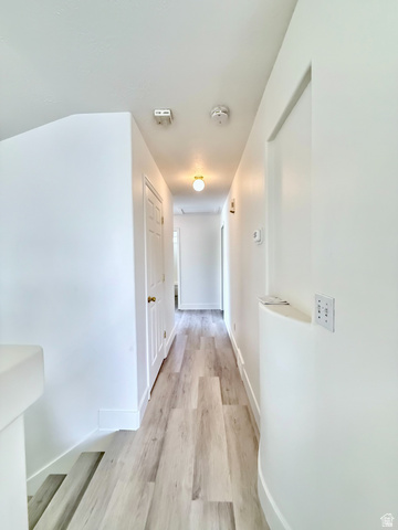 1705 80 East Tooele, UT 84074 - Photo 6 of 22 Bright hallway featuring light wood-finish flooring, white walls, and multiple panel doors