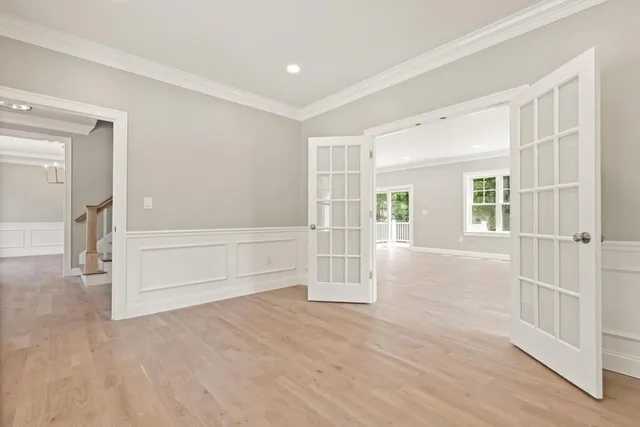 wooden floor and white walls