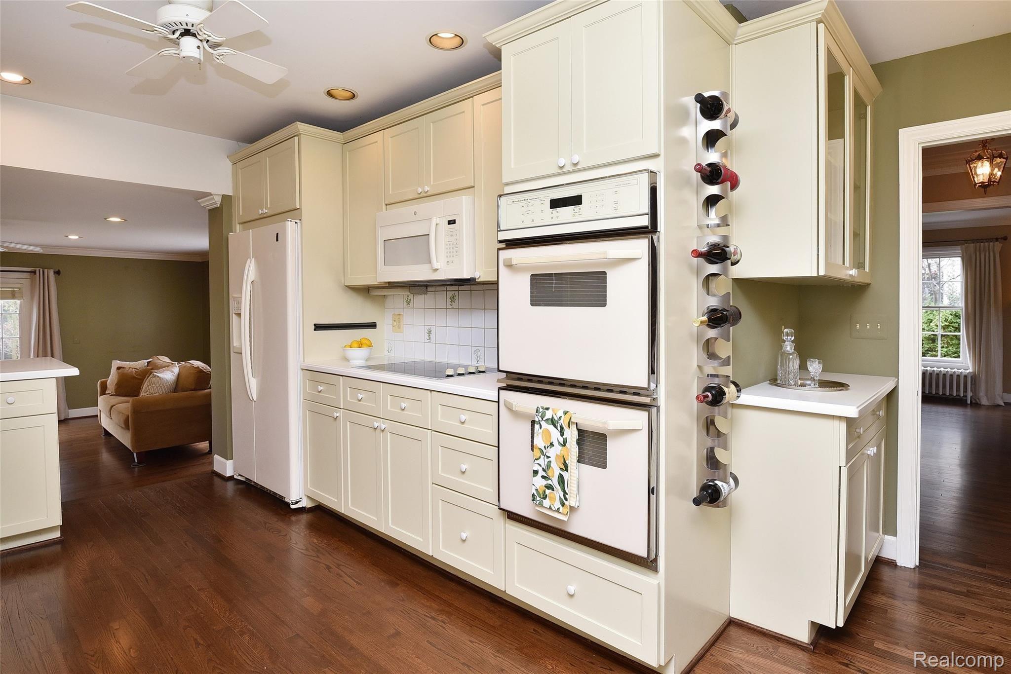 840 Rivenoak Street Birmingham, MI 48009 - Photo 10 of 34 Kitchen View ~ Recessed Lighting ~ Double Ovens ~ Electric Cooktop + Microwave