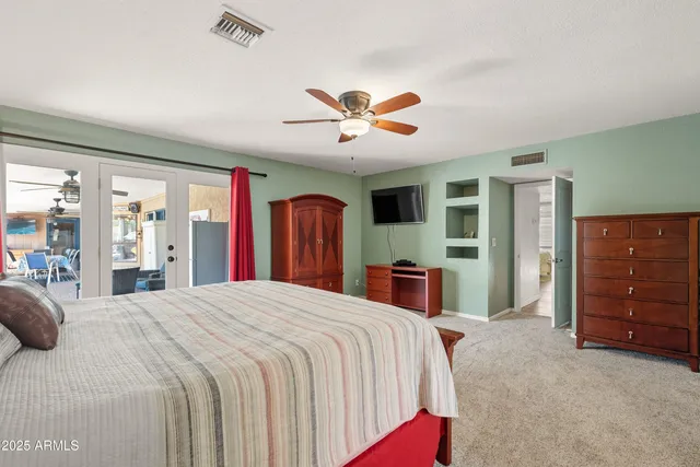 a view of a lake with a big yard