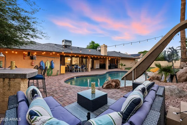 a view of outdoor space with seating