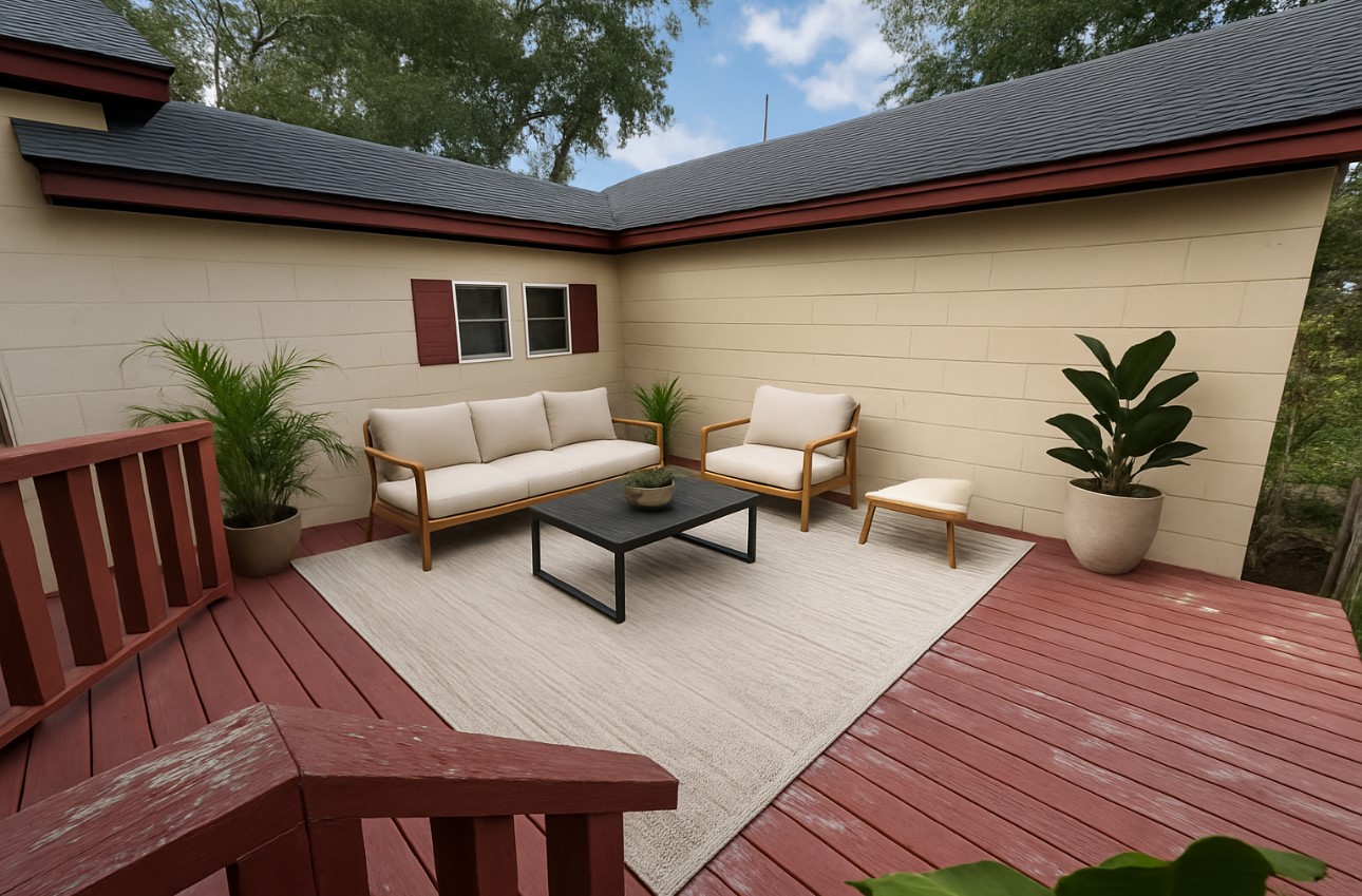 207 Elm Street Wharton, TX 77488 - Photo 7 of 27 AI Generated open wood deck.