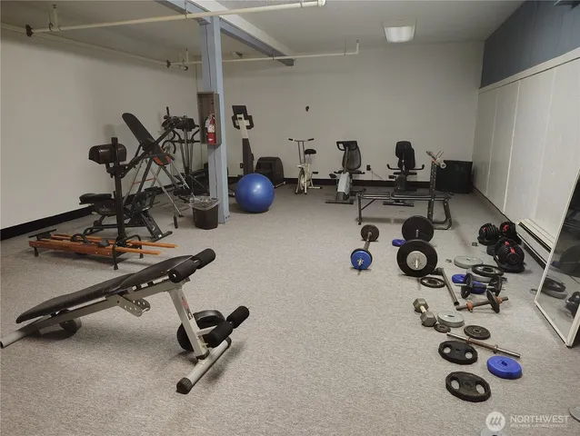 a view of a room with gym equipment