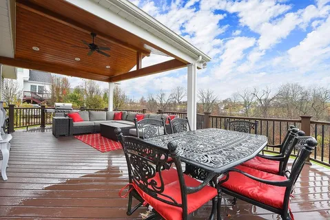 a view of a yard with a large tree