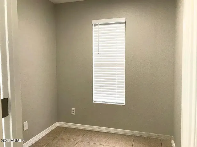 a view of a small space with a window