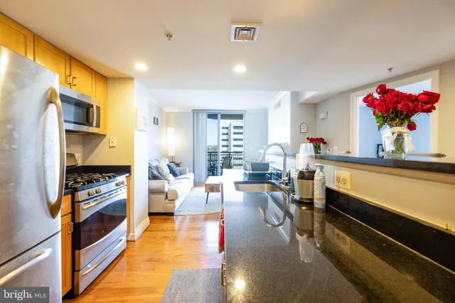 a kitchen with granite countertop lots of counter top space