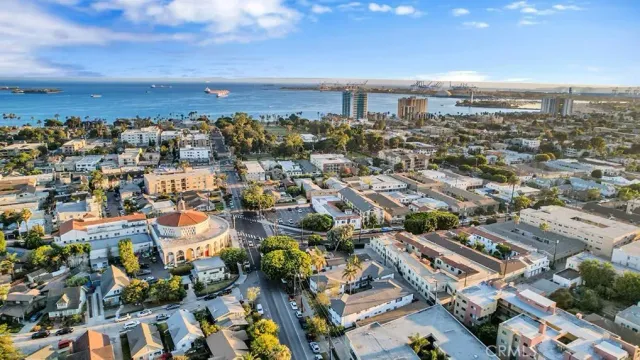 an aerial view of a city with lots of residential buildings