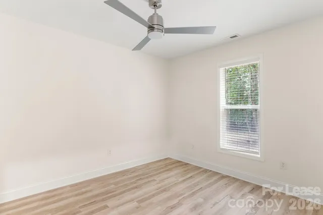 a view of a park with large trees