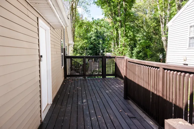 a view of a wooden deck