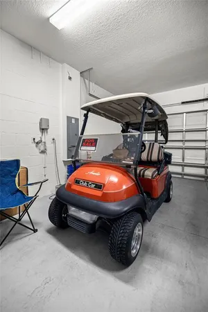 a view of a car in garage
