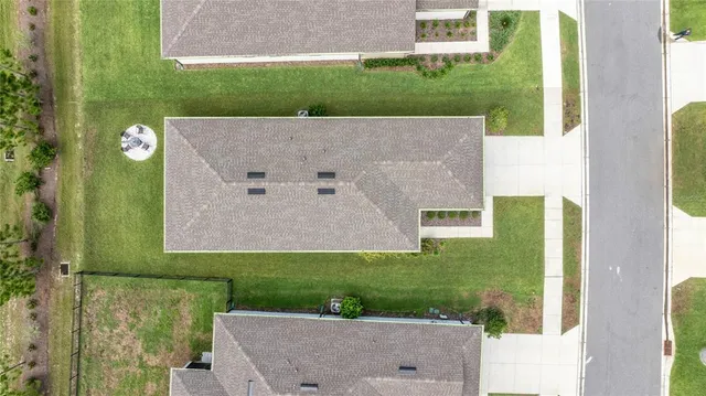 an aerial view of a house