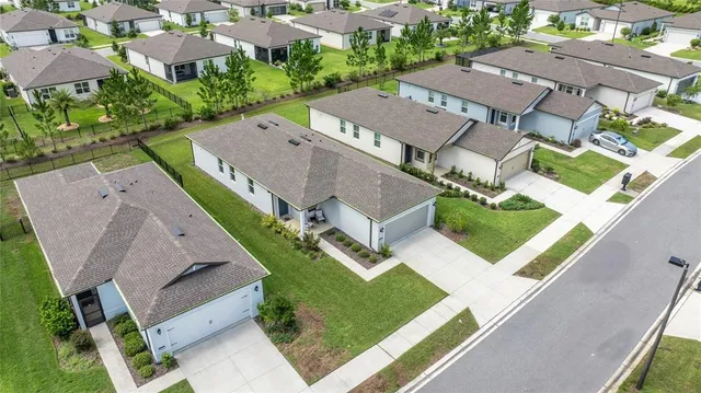 an aerial view of a house
