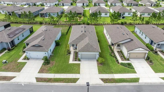 an aerial view of a house