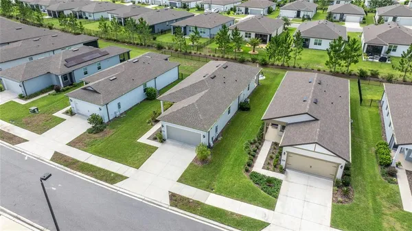 an aerial view of a house