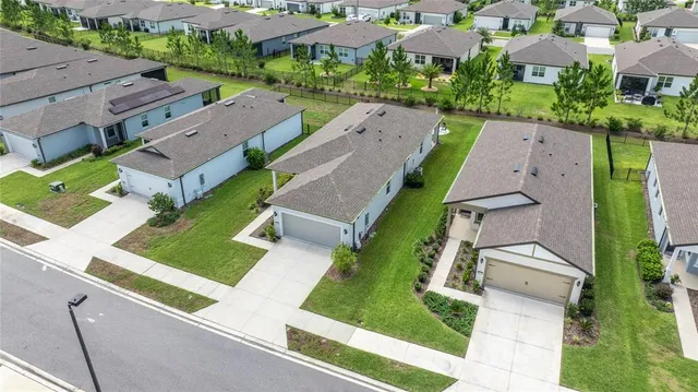 an aerial view of a house