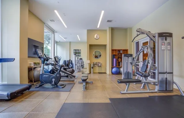 a view of a room with gym equipment